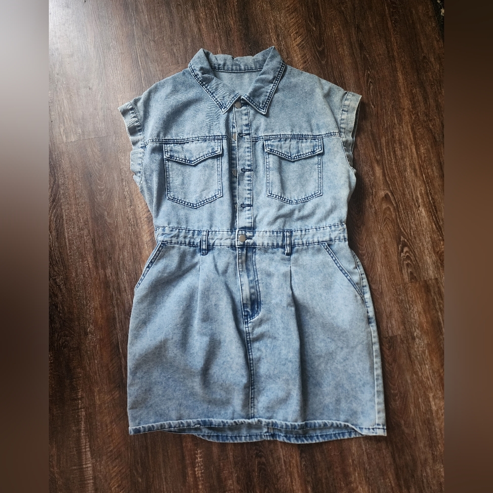Denim romper mini skirt